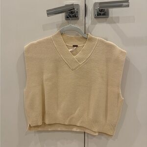 Beige Sleeveless Knit Sweater Vest